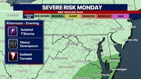 Scattered showers, thunderstorms expected Monday across DC region