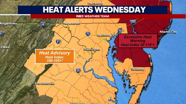 DC region under heat advisory Wednesday; showers and thunderstorms likely