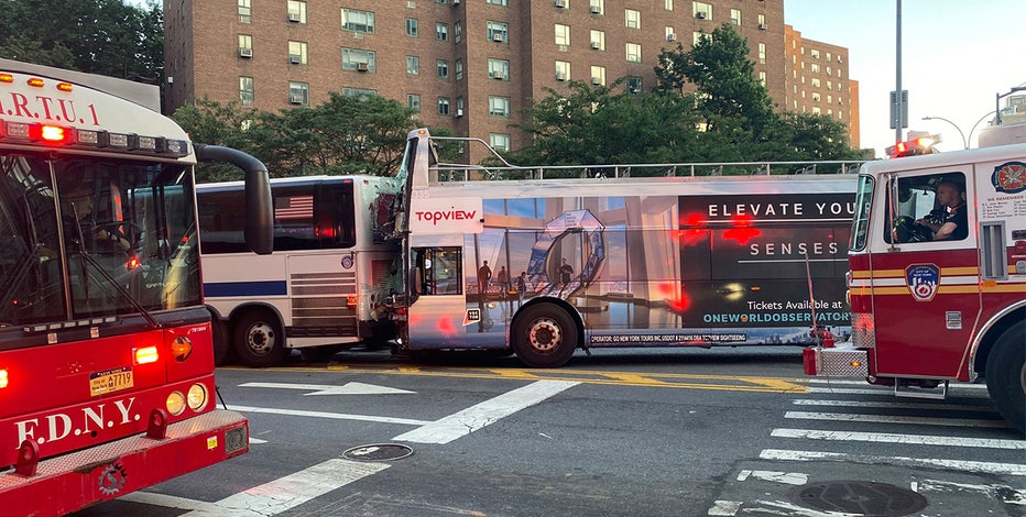 Tour bus, MTA bus collide in Manhattan, dozens injured: FDNY