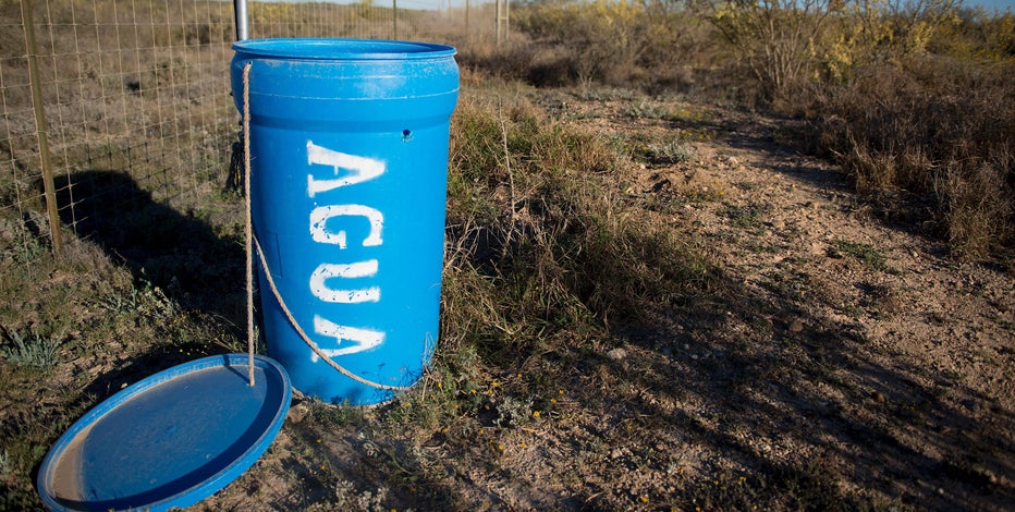 Barrels of drinking water for migrants walking through Texas have disappeared