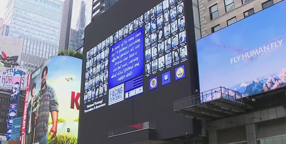 Activists gather in Times Square for Fentanyl Prevention and Awareness Day