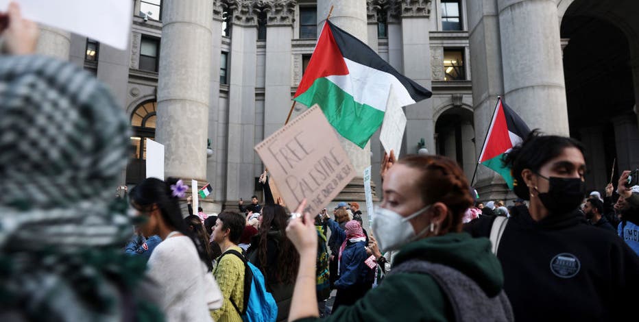Pro-Palestinian rally held at City Hall as Israel-Hamas war continues