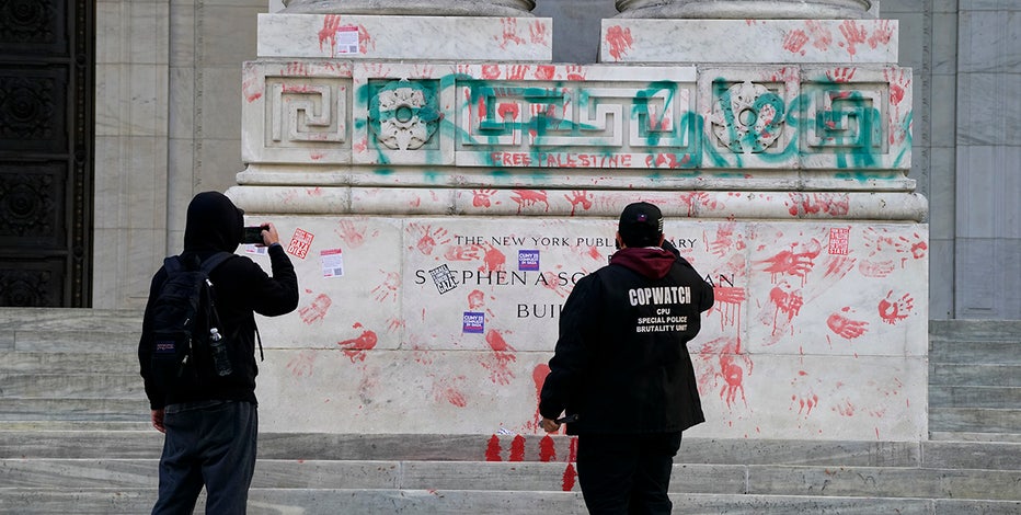 NY Public Library flagship vandalized during pro-Palestinian Thanksgiving protest