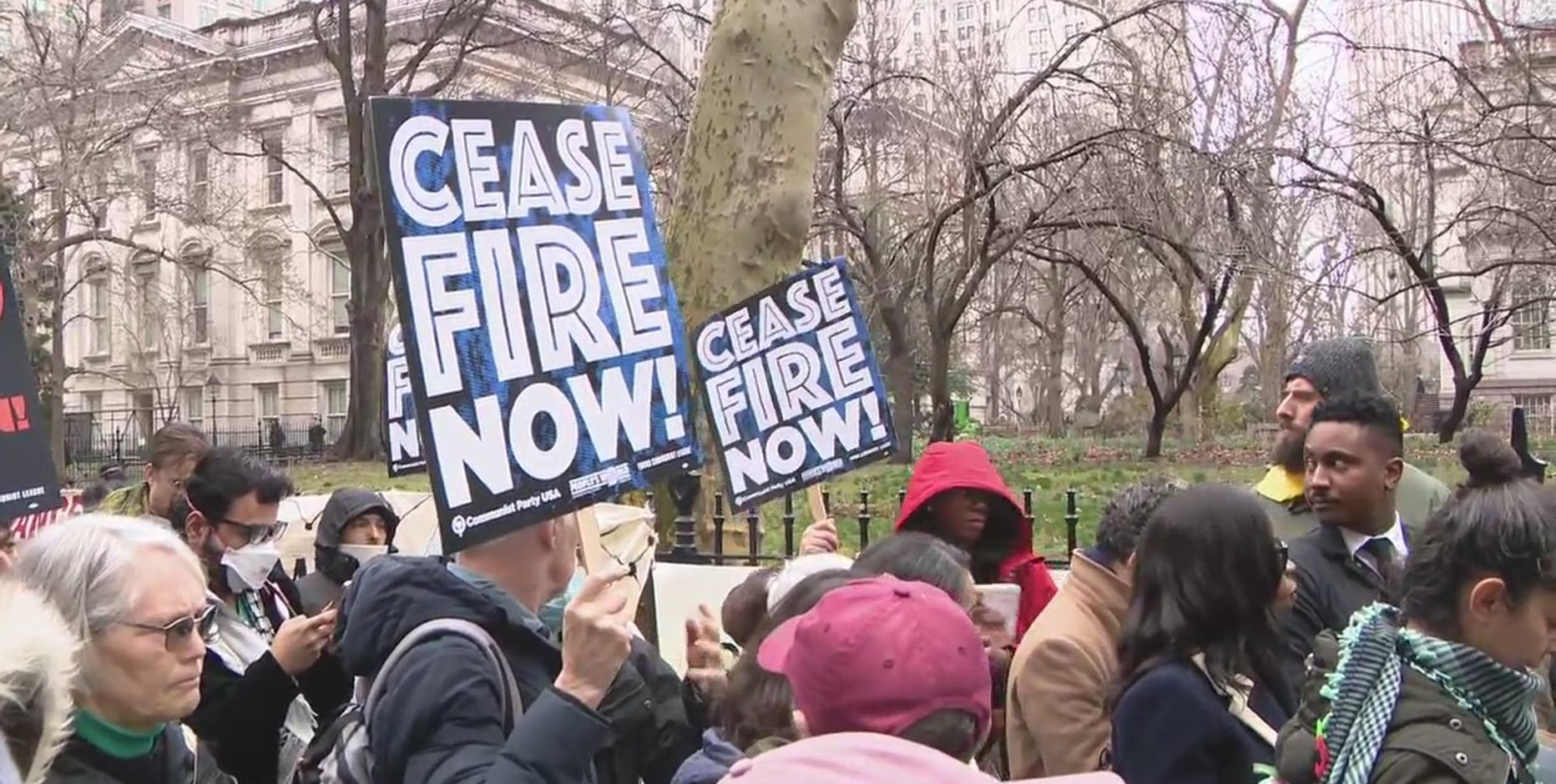 NYC 24-hour vigil: Pro-Palestinian demonstrators call for Gaza cease-fire at City Hall