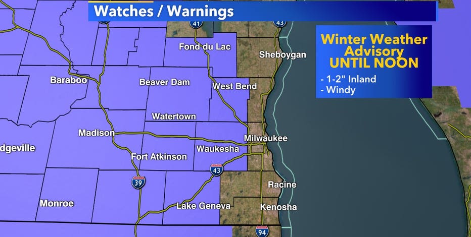 Winter weather advisory in effect for parts of SE Wisconsin until noon