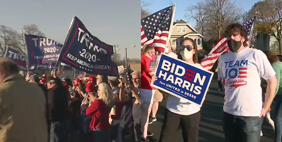 Supporters of both President Trump, Biden rally in Milwaukee