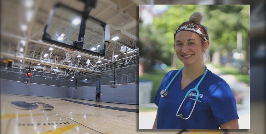 Amid COVID-19 pandemic, UWM basketball player interns at hospital