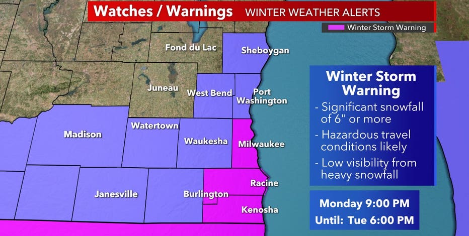 Winter storm warning, advisory issued in southeast Wisconsin