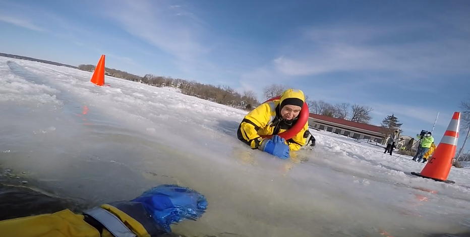 Racine County fire departments hold ice rescue training