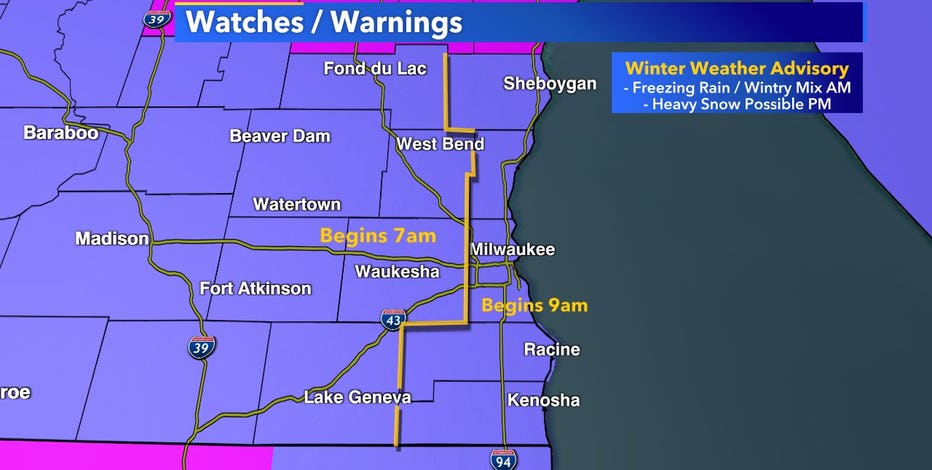 Winter weather advisory for SE WI now active through noon Friday