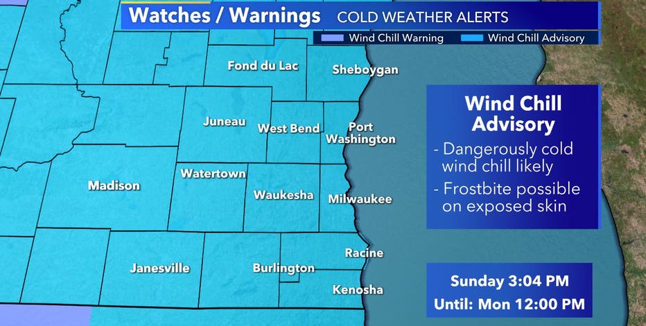 Wind chill advisory in effect for SE Wisconsin until noon Sunday