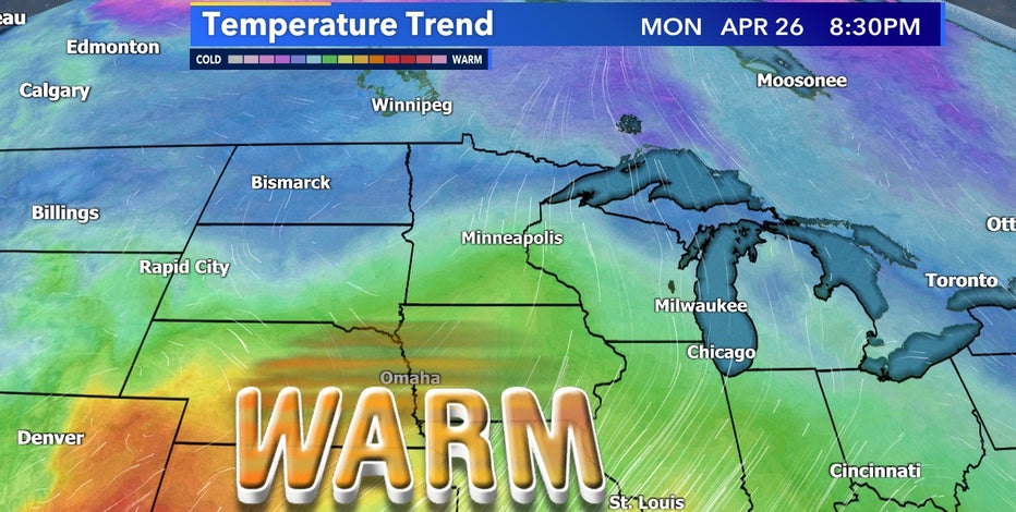 Warmer than average temperatures in the forecast for end of April