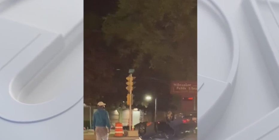 Milwaukee collision: Impact flips vehicle, suspects sought