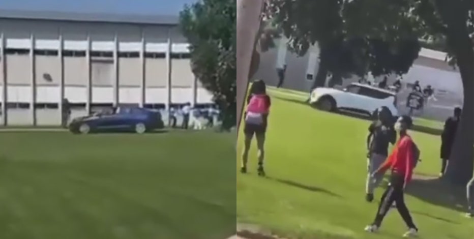 Suspects drive through Milwaukee high school campus: video