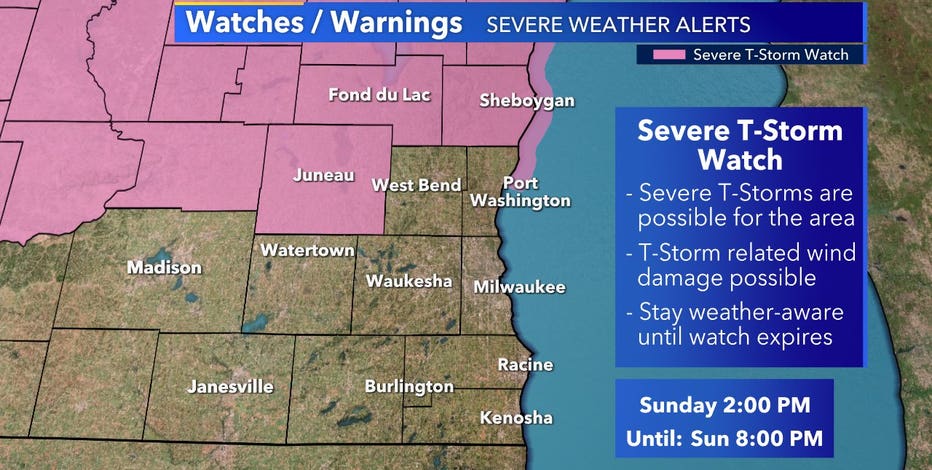 Severe thunderstorm watch issued for parts of FOX6 viewing area