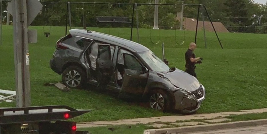 Shots fired near Milwaukee park; passing vehicle strikes pole, flips