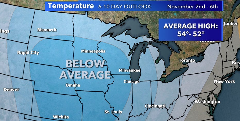 Below average temps expected 1st week of November