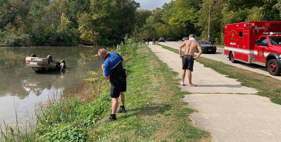South Milwaukee lagoon car crash, no injuries reported