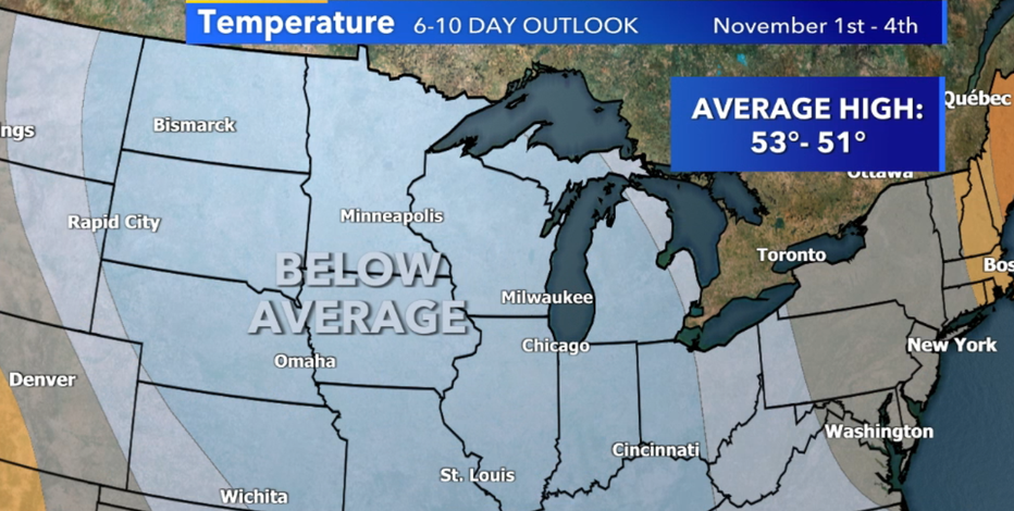 Temperature outlook shifts; below average early November