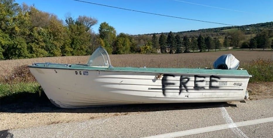 Boat left on Washington County roadway