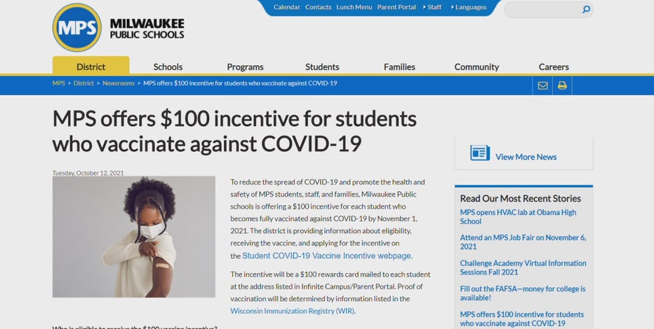 COVID vaccine incentive deadline nears for Milwaukee students