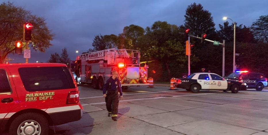 91st and Bradley crash; driver in serious condition after striking pole, tree