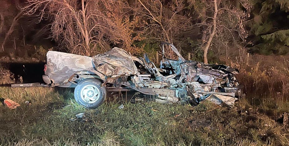 Waukesha County crash, vehicle fire; 1 transported to the hospital