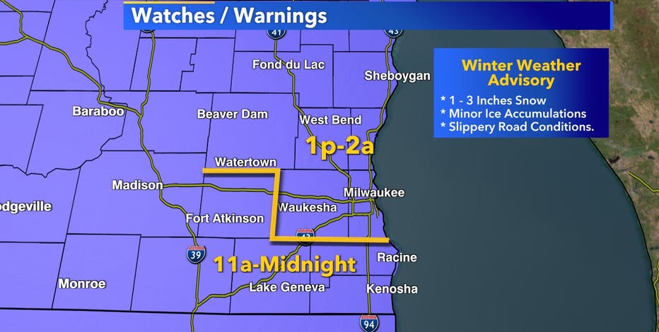 Winter weather advisory issued for SE Wisconsin Tuesday