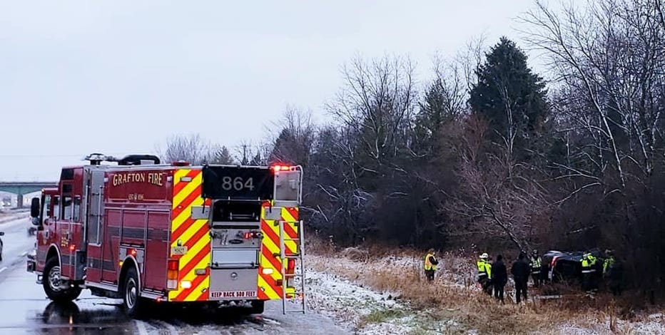 Grafton I-43 rollover crash, minor injuries