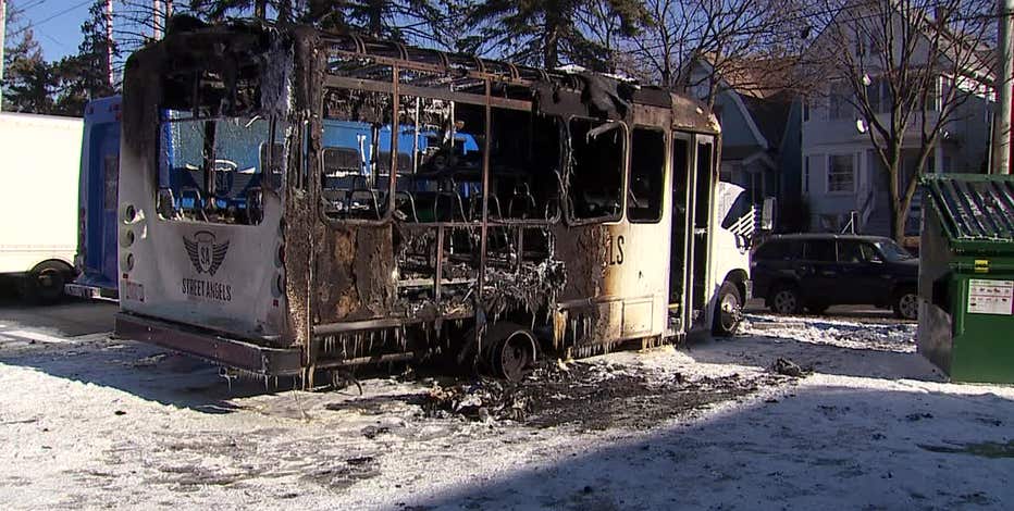 Street Angels bus fire: Gas can found nearby, suspects sought