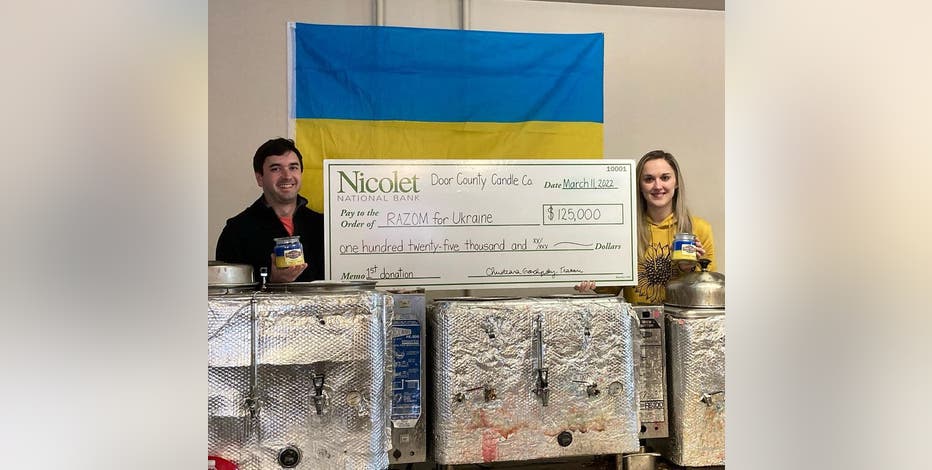 Wisconsin candle company sends $125K check to Ukraine