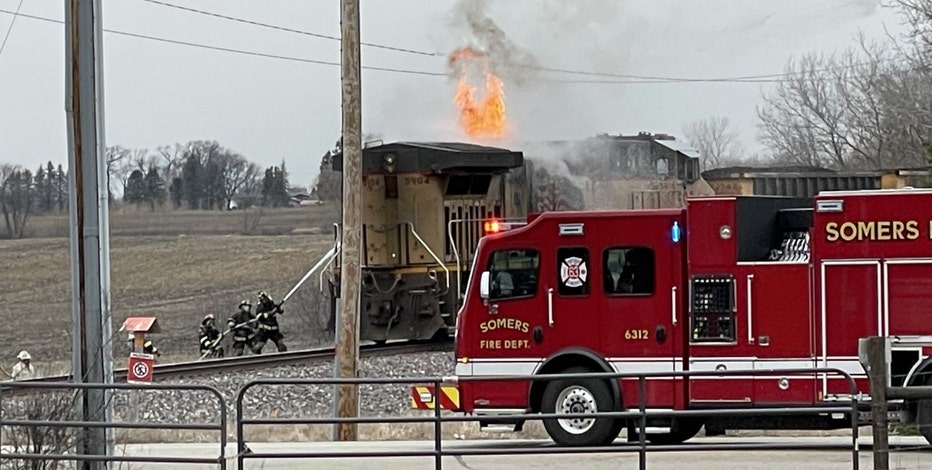 Kenosha County freight train fire in rear engine car; nobody hurt