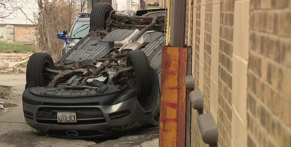 48th and Clarke rollover crash; driver hurt