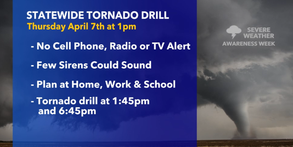 Wisconsin tornado drill scheduled for Thursday, April 7