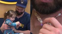 Brewers DH Jesse Winker's necklace a unique father-daughter bond