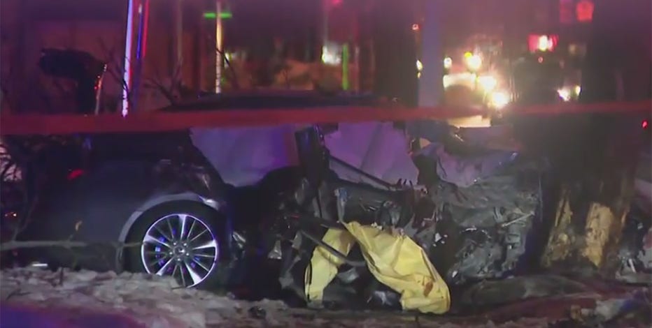 Milwaukee police chase, crash; driver hits tree, vehicle catches fire