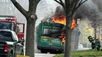 Milwaukee County Transit System bus fire; 68th and Congress