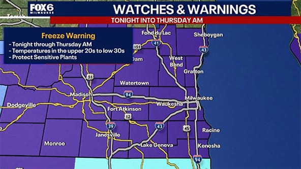 Southeast Wisconsin freeze warning Thursday morning, April 25