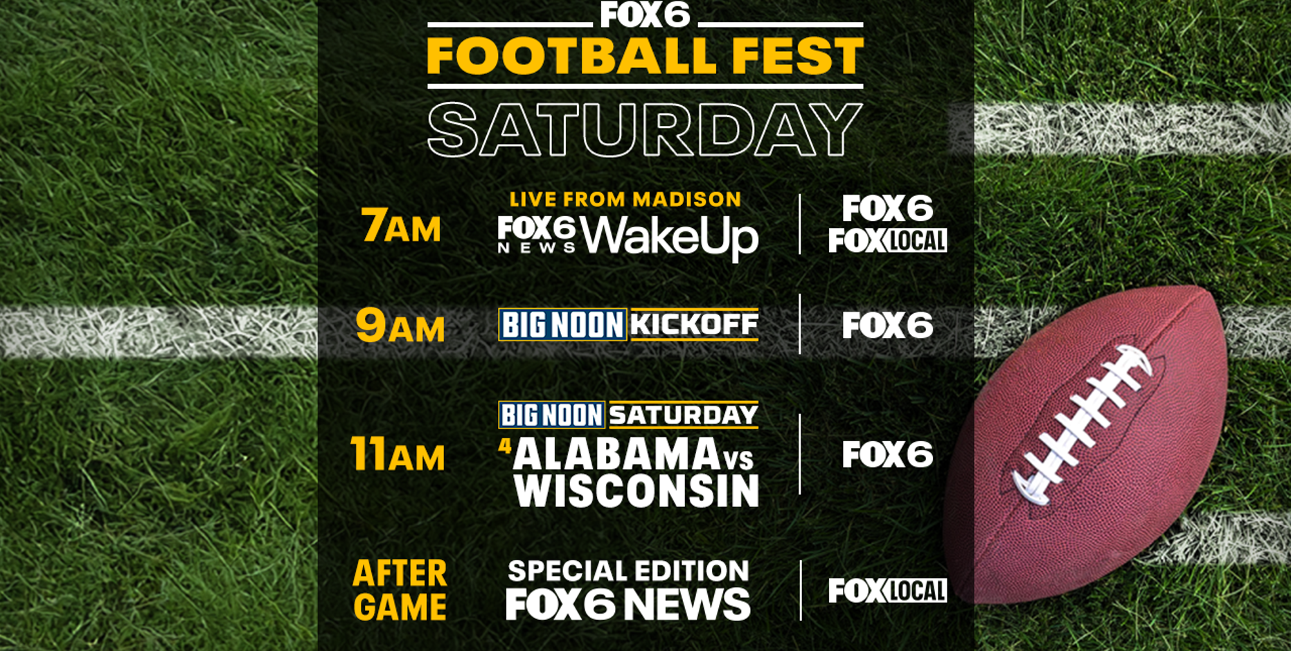 FOX6 Football Fest set for Saturday, Sept. 14, Sunday, Sept. 15