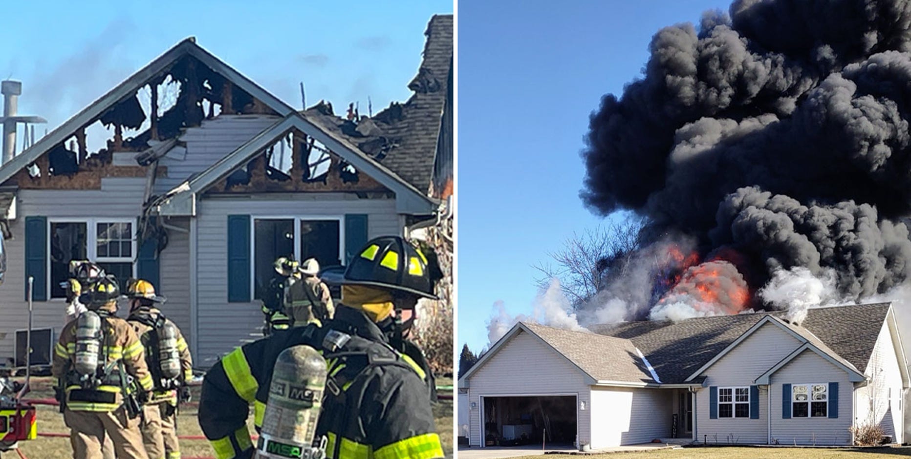 Kansasville house fire, residents escape without injury