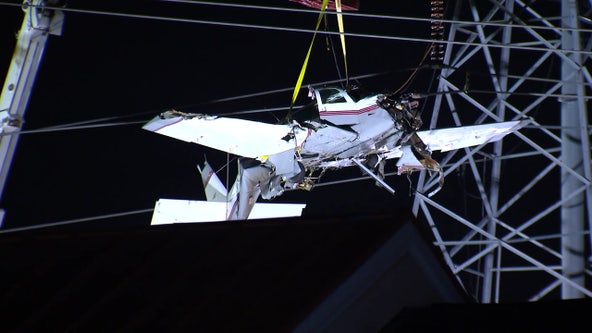Pilot, passenger rescued after small plane crashes into power lines in Montgomery County