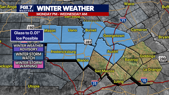 Central Texas weather: Winter storm watch set for Monday through Wednesday
