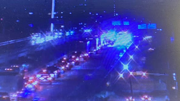 I-35 Upper Deck SB closed due to crash with critical injury; 1 person detained