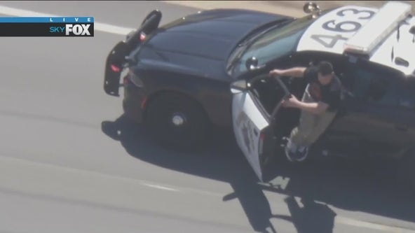 Police chase: Suspect jumps out of stolen CHP cruiser during high-speed chase