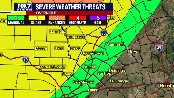 Austin weather: Large hail, strong winds, and isolated tornadoes possible overnight