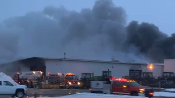 Large fire burns at John Deere dealership in western Minnesota