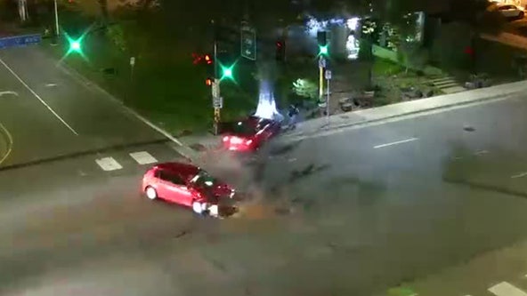 Traffic camera captures pedestrian nearly hit by car in Minneapolis