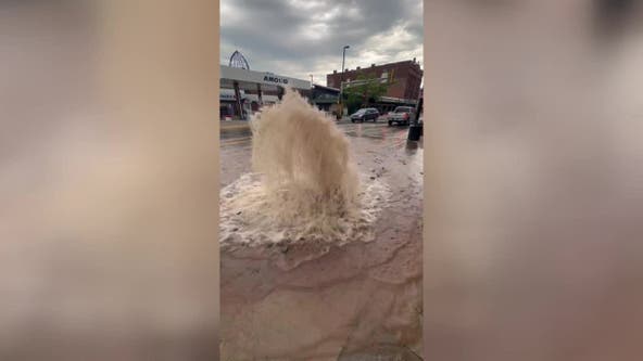 Downtown Stillwater streets flooded after water main break, rising river covers banks