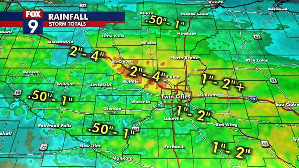 Minnesota weather: Rain totals from Monday's storms