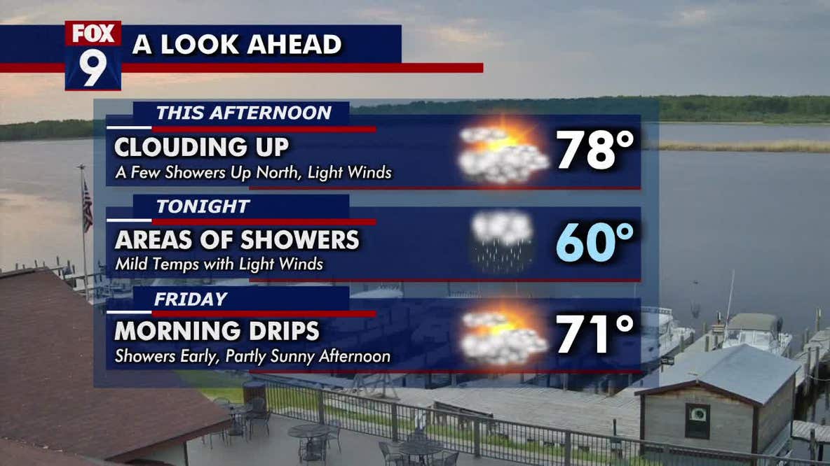 Minnesota weather: Warm with increasing clouds Thursday; a few showers ahead